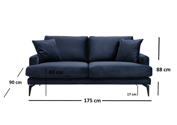 Atelier Del Sofa Papira Sofá de 2 plazas - Azul marino